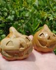 Picture Jasper Gemstone Happy Pumpkin Totem Jack-o-Lantern Carving - Smiling!