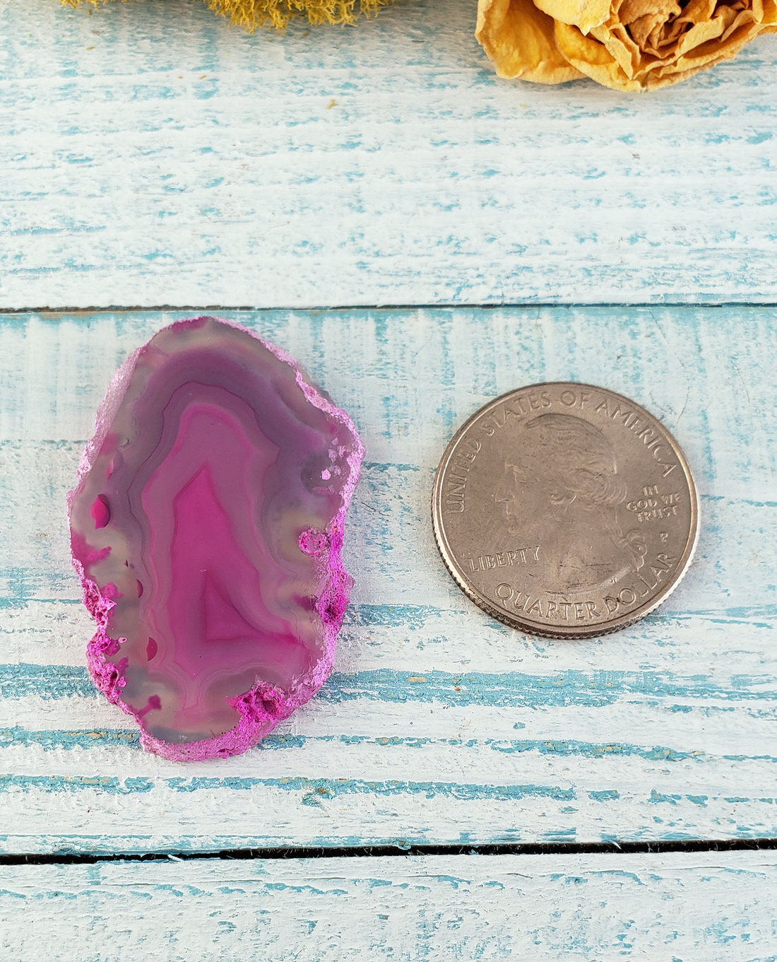 UNDRILLED Dyed Pink Agate Gemstone Slice - Small