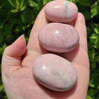 Pink Thulite Polished Gemstone Meditation Palm Stone - With Inclusions