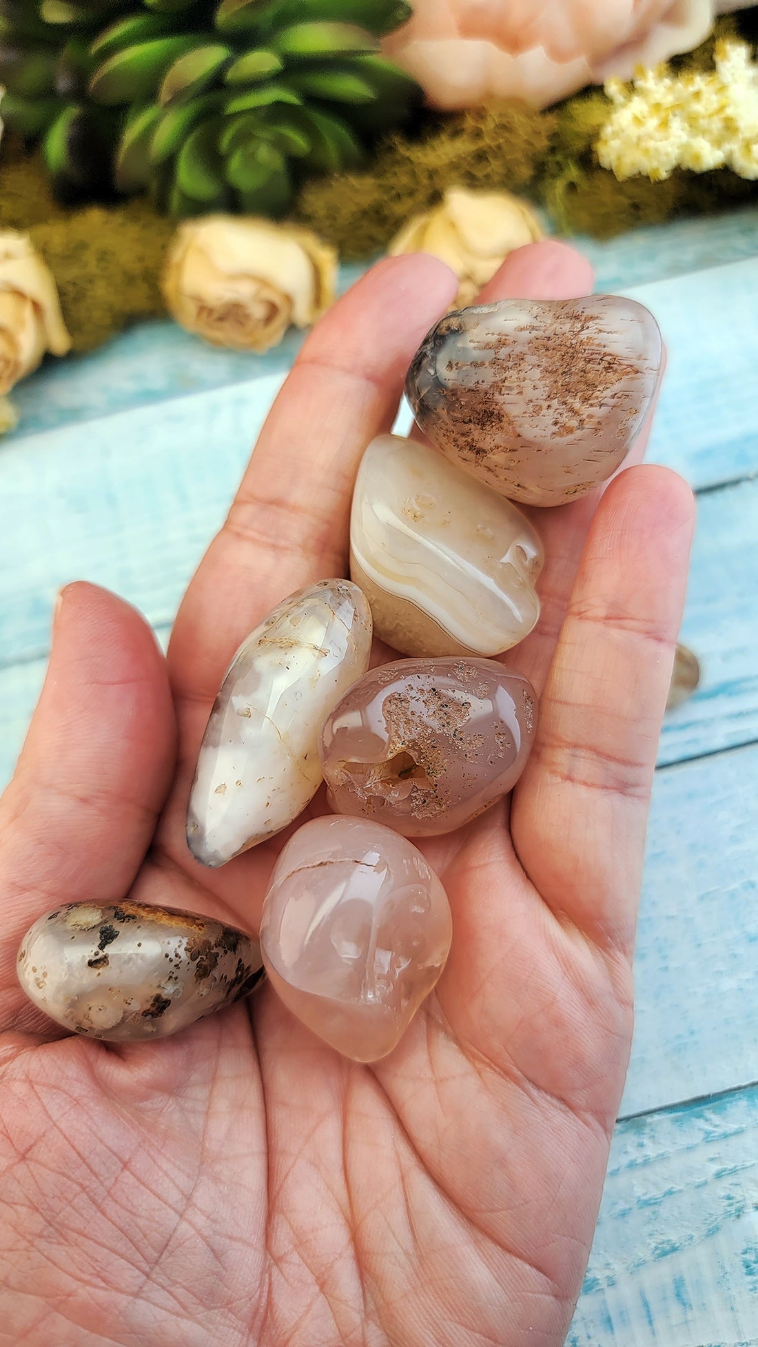 Pink Chalcedony Tumbled Gemstones