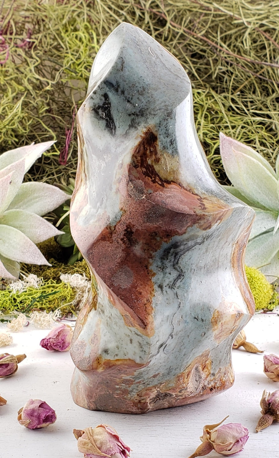 Polychrome Desert Jasper Gemstone Flame Tower