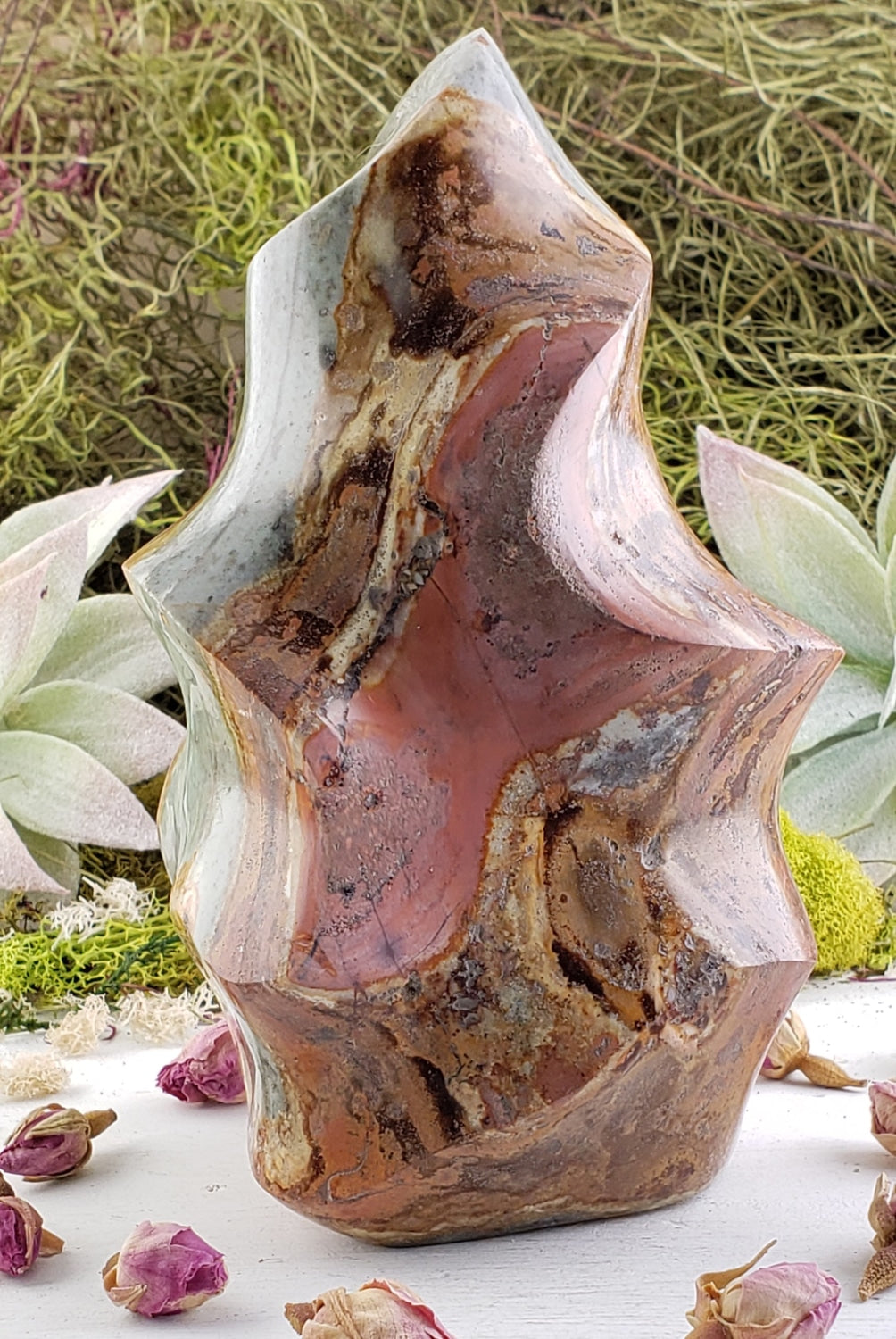 Polychrome Desert Jasper Gemstone Flame Tower