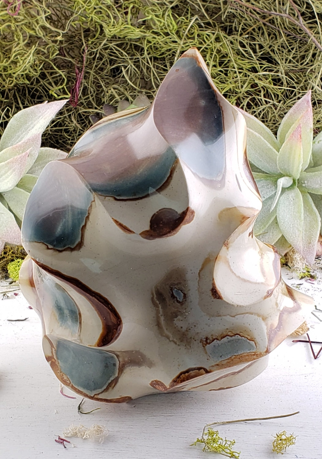 Polychrome Desert Jasper Gemstone Flame Tower