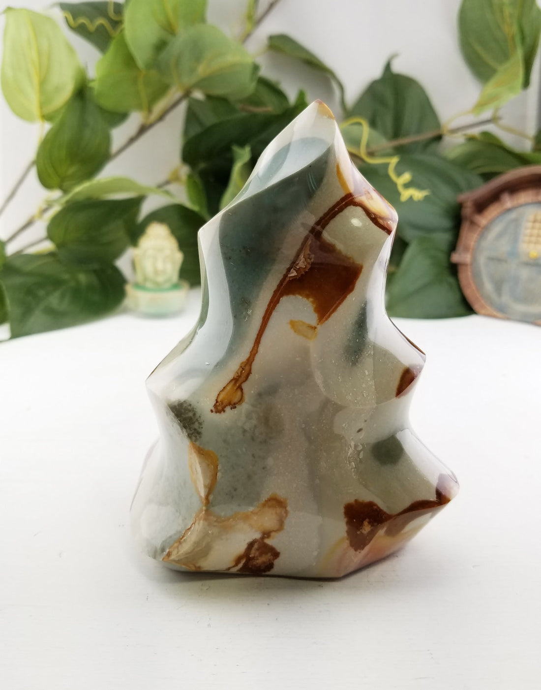 Polychrome Desert Jasper Gemstone Flame Tower