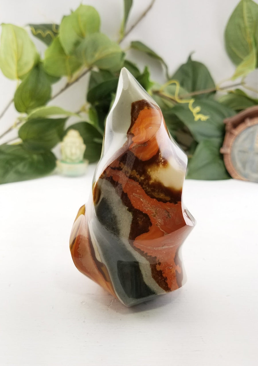 Polychrome Desert Jasper Gemstone Flame Tower