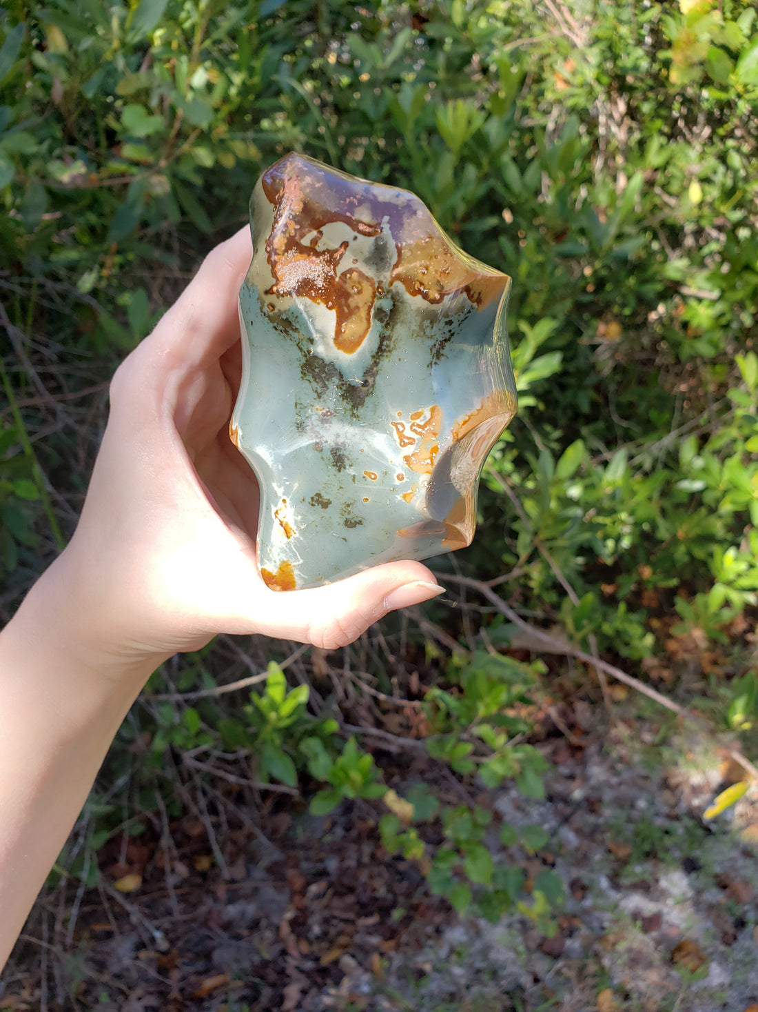 Polychrome Desert Jasper Gemstone Flame Tower