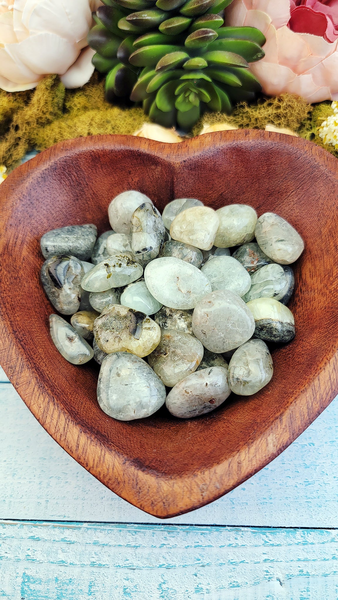 Prehnite Epidote Tumble Stone Bowl