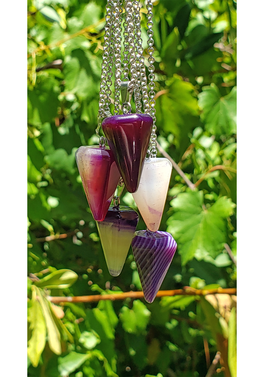 Purple Agate Gemstone Pendulum Pendant