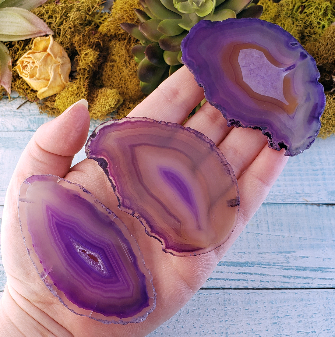 Purple Agate Dyed Gemstone Slice