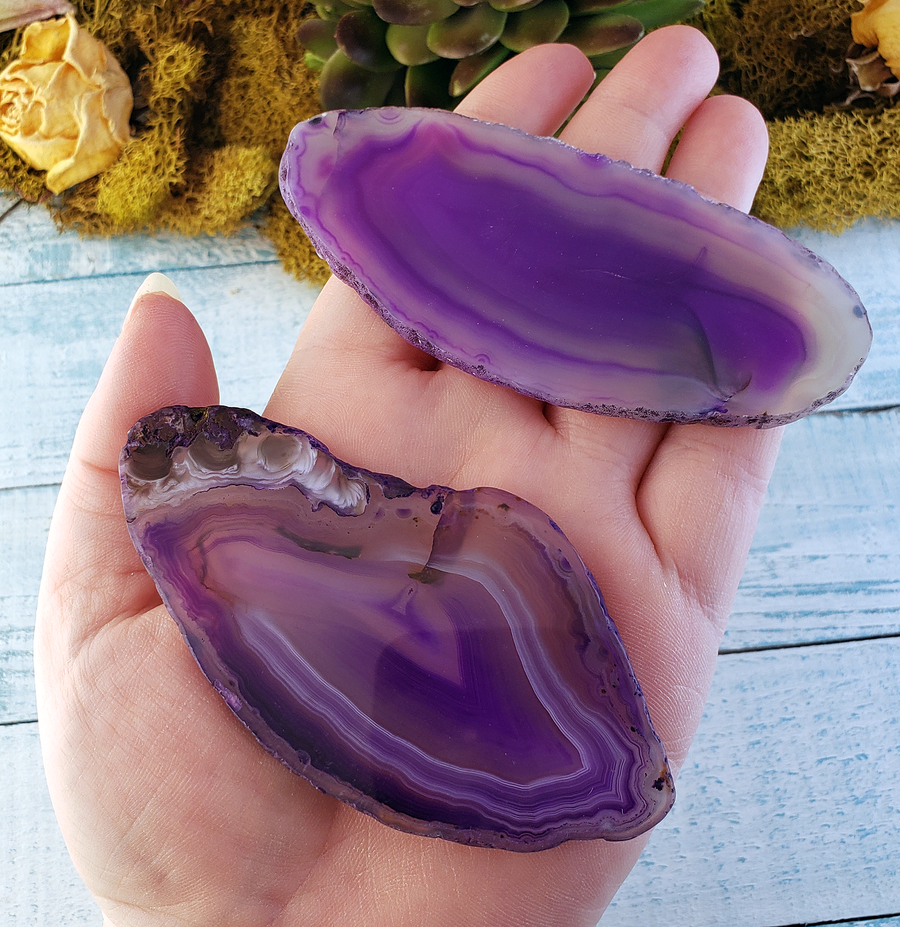 Purple Agate Dyed Gemstone Slice - UNDRILLED