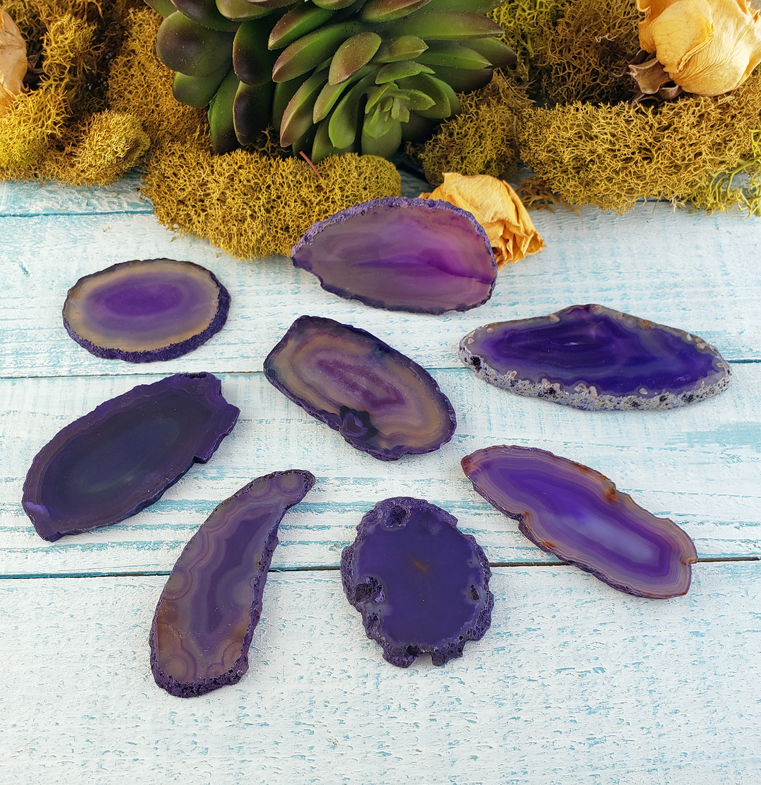UNDRILLED Dyed Purple Agate Gemstone Slice - Small (1.5" - 3" L x 0.7" - 1" W)