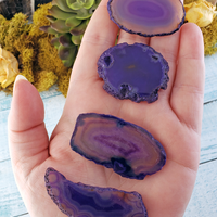 UNDRILLED Dyed Purple Agate Gemstone Slice - Small