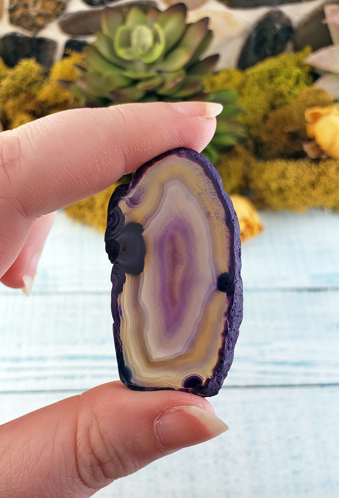Dyed Purple Agate Gemstone Slice - Small (1.5" - 3" L x 0.7" - 1" W)