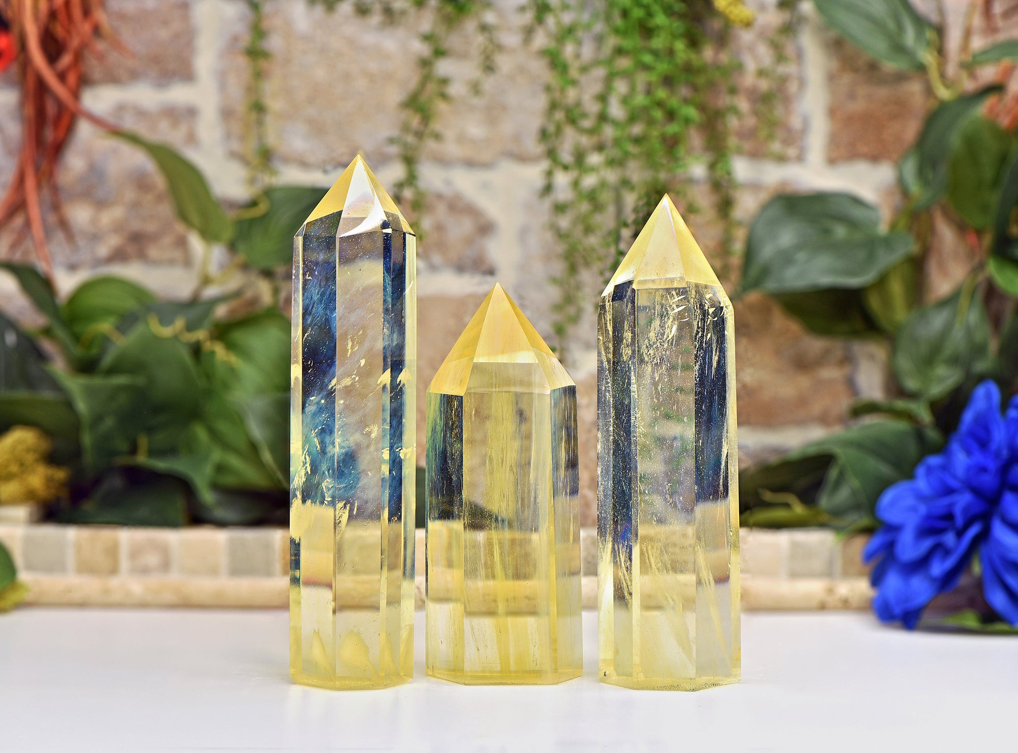 Pineapple Yellow Quartz Polished Gemstone Tower Point 6&quot;-10&quot; (154mm-254mm)