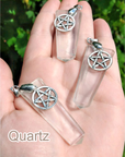 Polished Gemstone Point Pentacle Talisman Pendant - Quartz Crystal