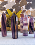 Slim Fluorite Natural Gemstone Tower Crystal Point