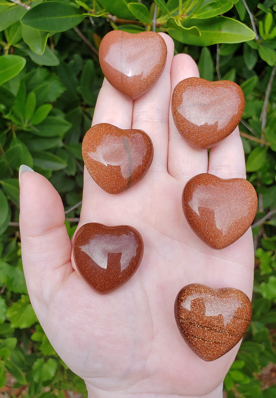 Red Goldstone Polished Gemstone Heart Carving - 30mm