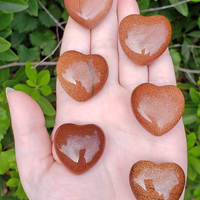 Red Goldstone Polished Gemstone Puffy Heart Carving - 30mm