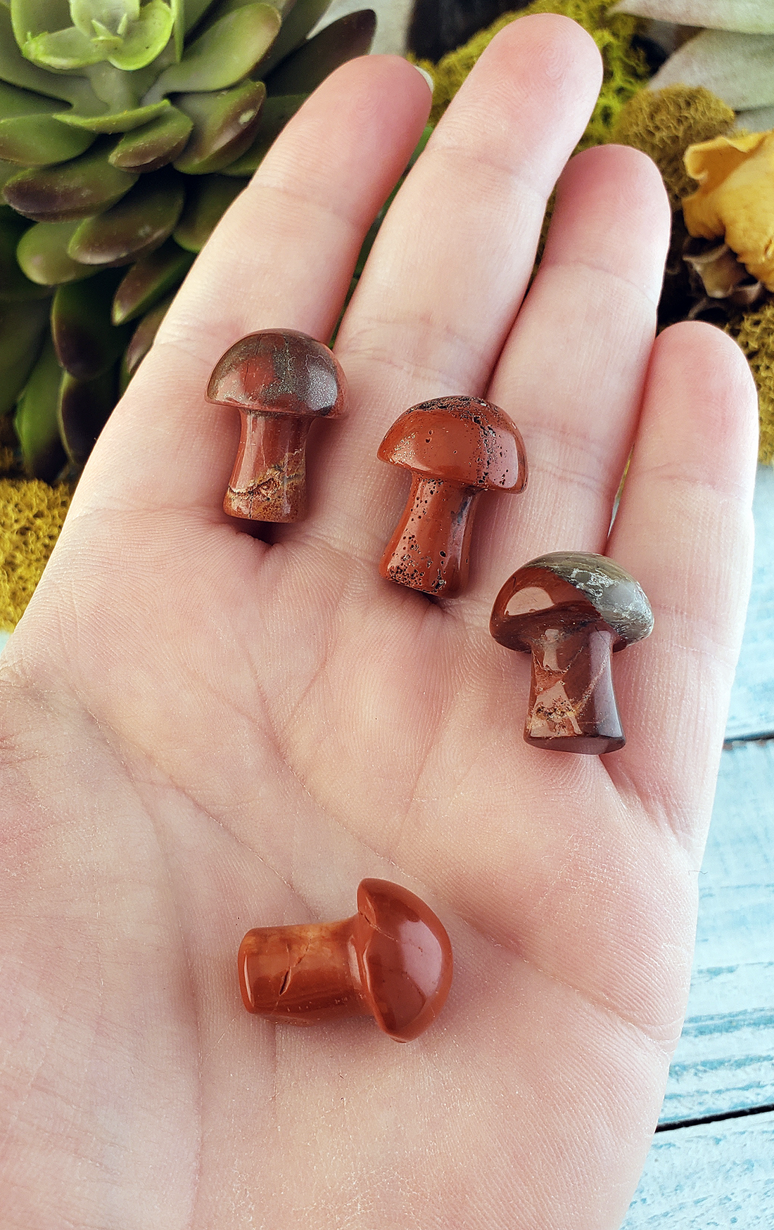Red Jasper - SECONDS GRADE Gemstone Toadstool Mushroom Carving - Mini Shroom!