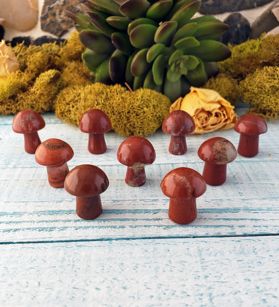 Red Jasper Gemstone Toadstool Mushroom Carving - Mini Shroom!