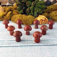 Red Jasper Gemstone Toadstool Mushroom Carving - Mini Shroom!