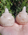 Rose Quartz Gemstone Spooky Pumpkin Totem Jack-o-Lantern Carving