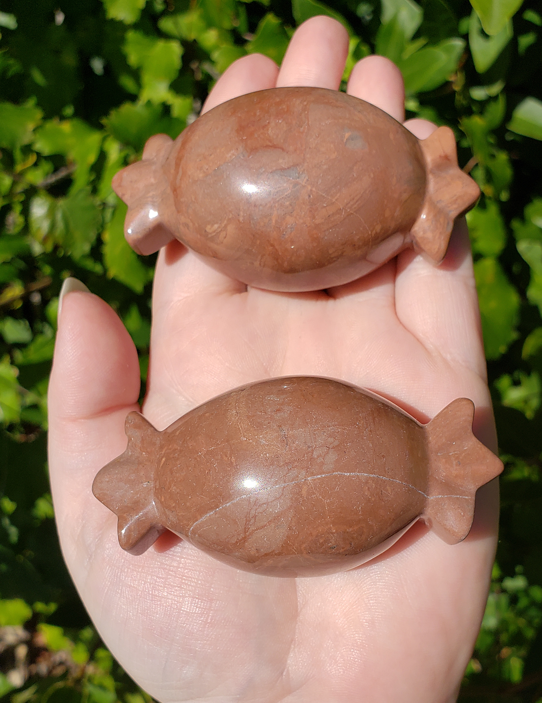 Rosy Polychrome Jasper Natural Gemstone Holiday Sweetie Candy Carving