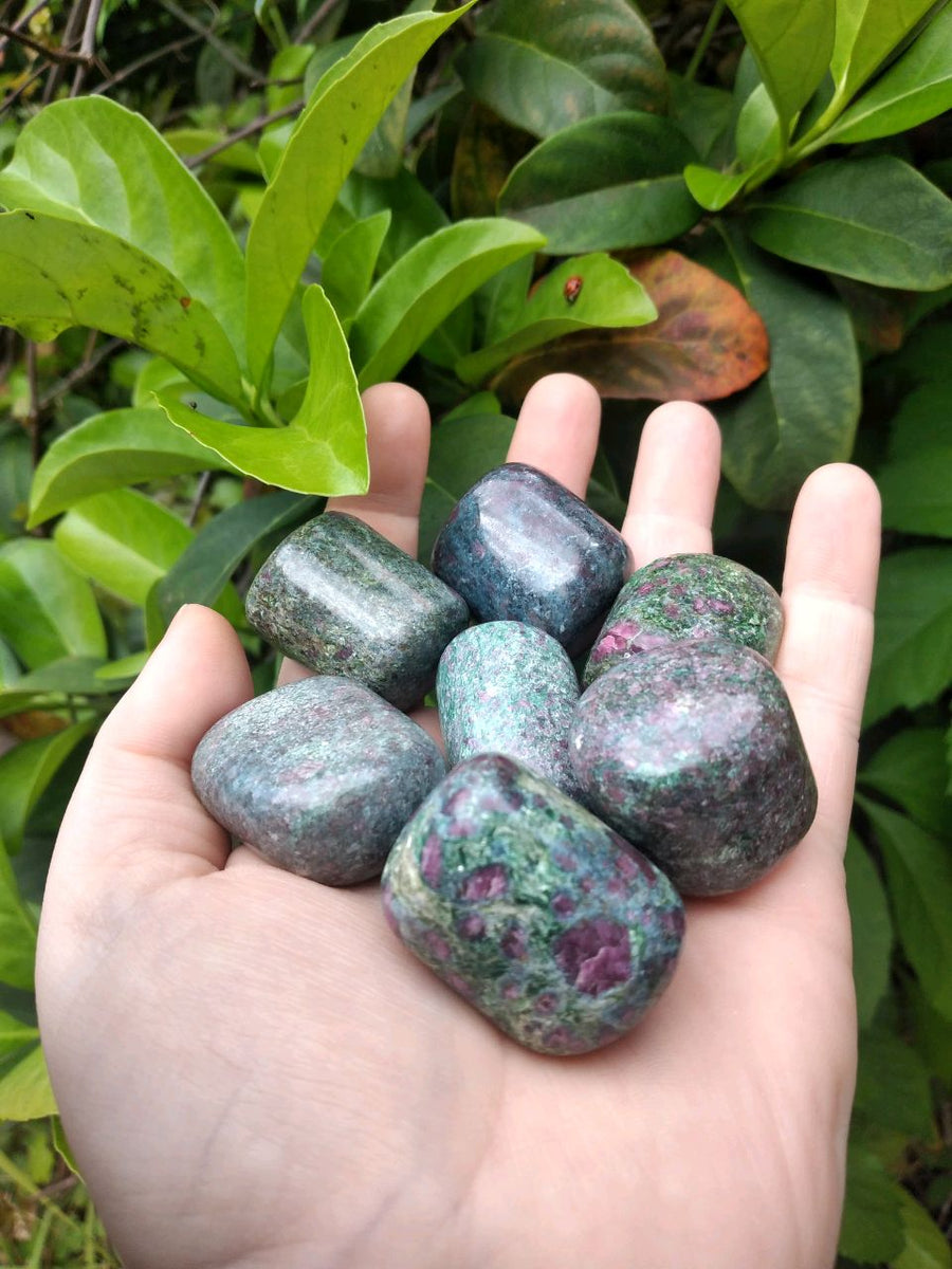 Ruby Kyanite Fuchsite tumbled mixed gemstone.