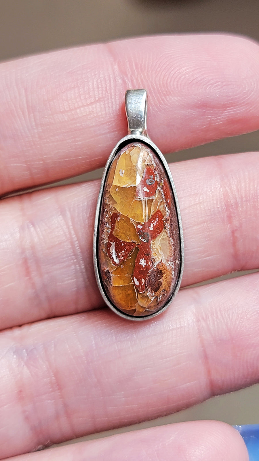 Natural Cantera Mexican Yellow Opal Sterling Silver & Copper Pendant - AA Grade Opal