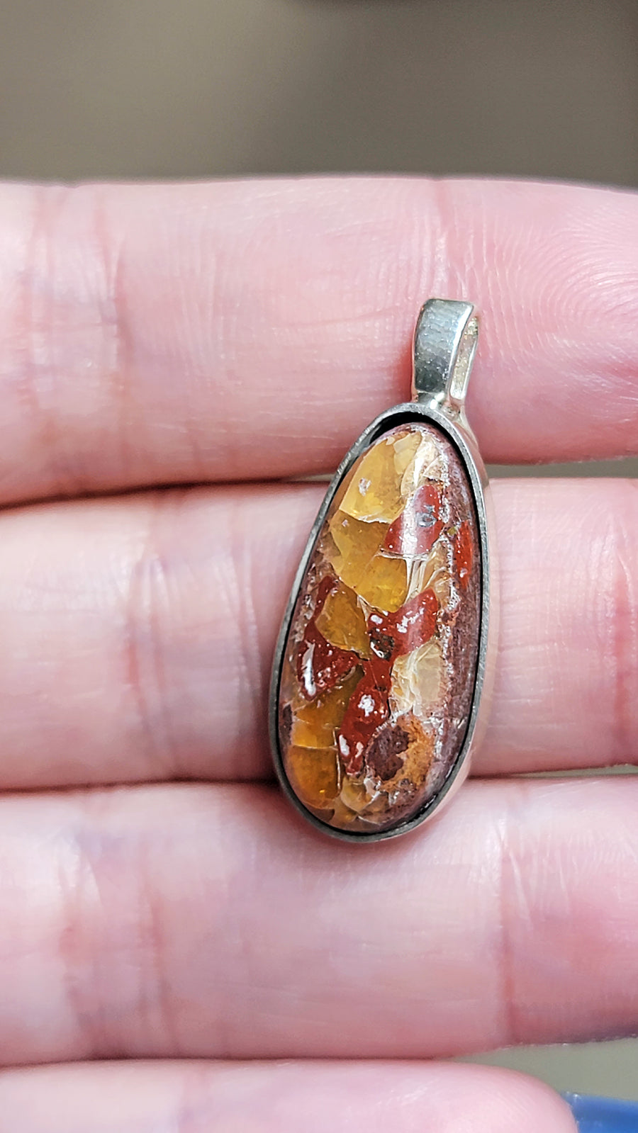 Natural Cantera Mexican Yellow Opal Sterling Silver & Copper Pendant - AA Grade Opal