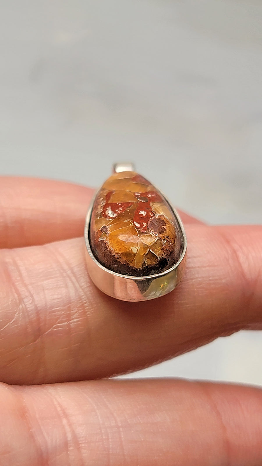Natural Cantera Mexican Yellow Opal Sterling Silver & Copper Pendant - AA Grade Opal