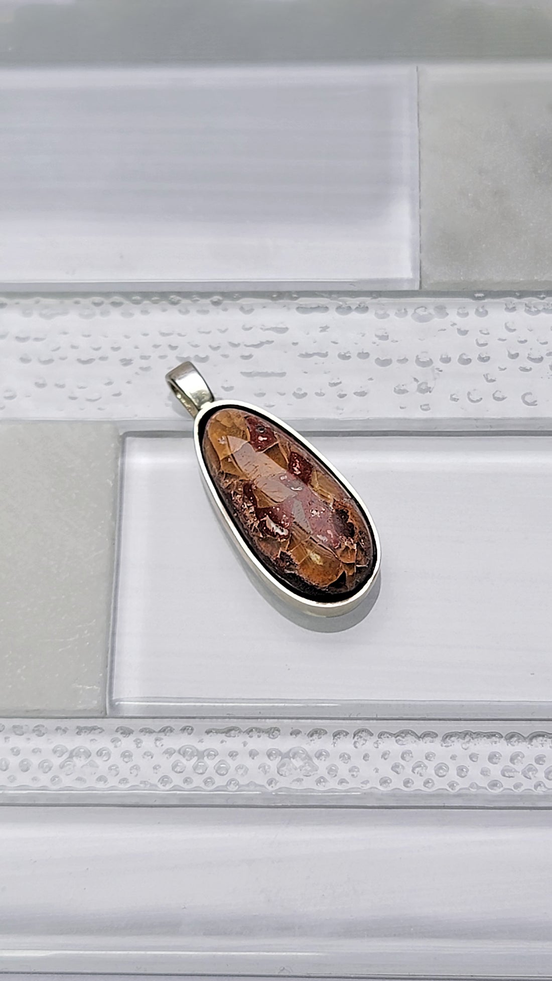 Natural Cantera Mexican Yellow Opal Sterling Silver & Copper Pendant - AA Grade Opal