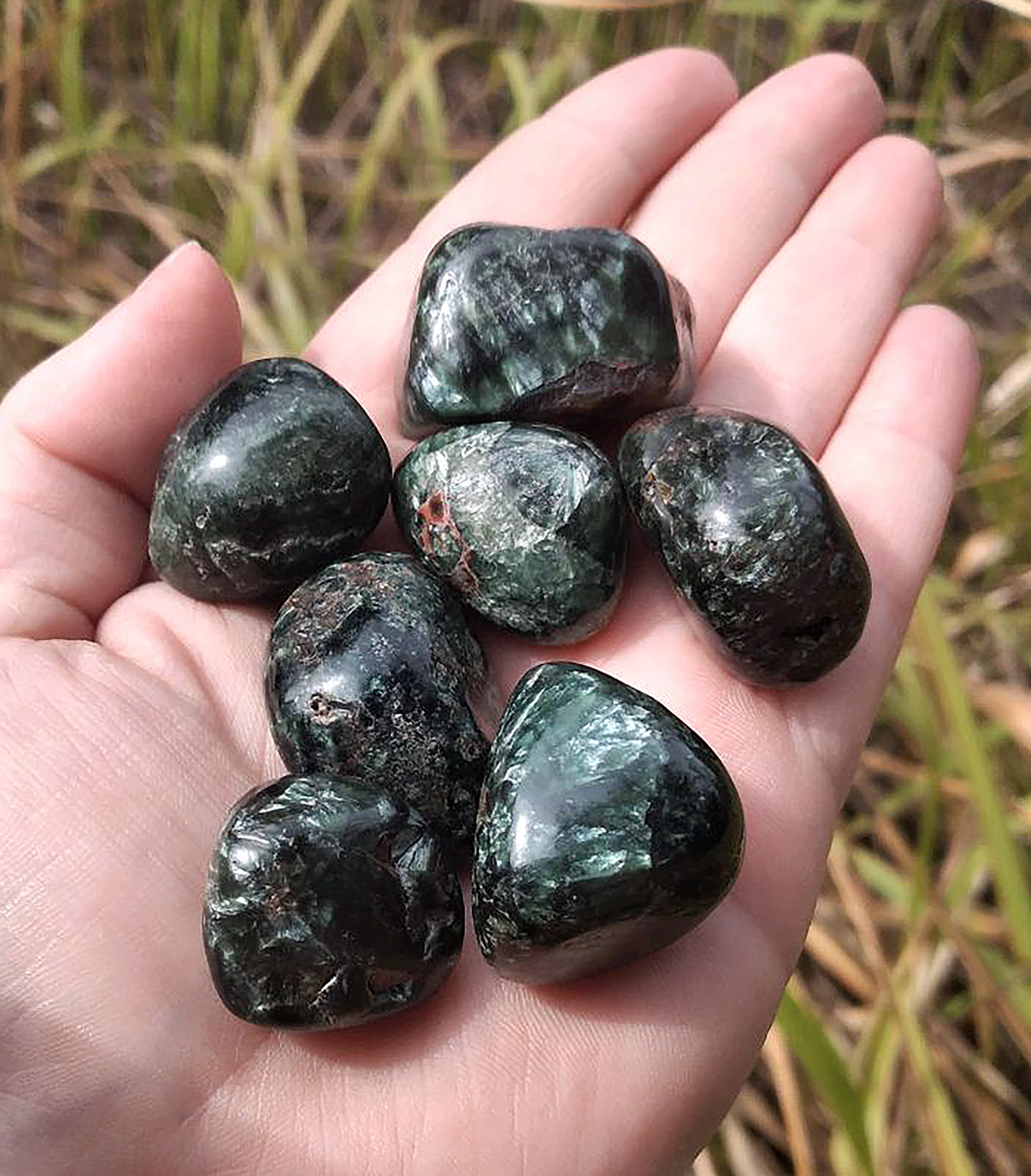 Seraphinite Natural Tumbled Gemstone - Stone of Angelic Energy - Rounded Natural Texture: 0.5&quot; - 1&quot;