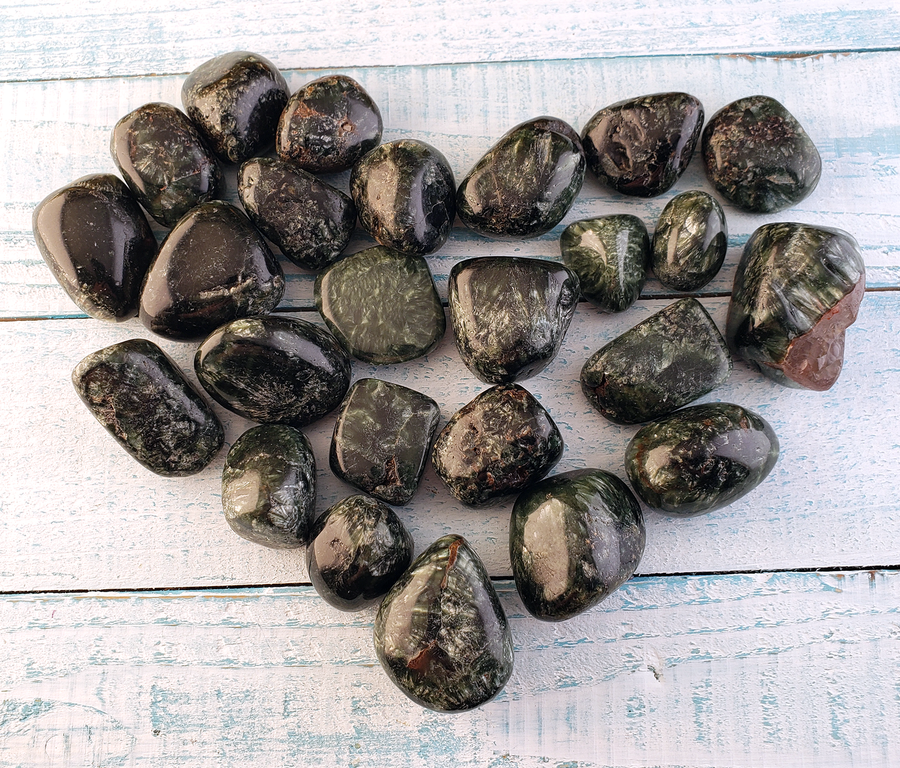 Seraphinite Natural Tumbled Gemstone - Stone of Angelic Energy - Rounded Nugget with Natural Texture
