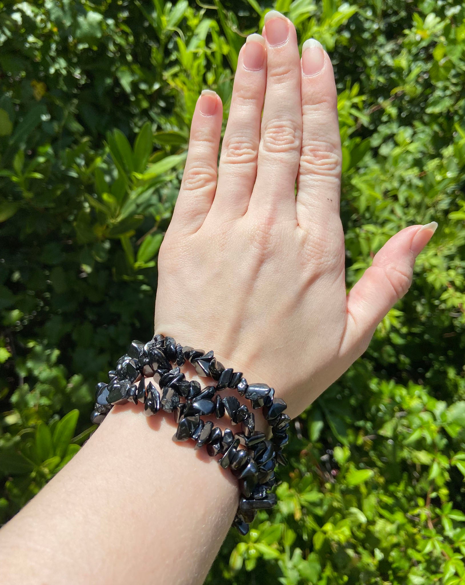 Shungite Natural Gemstone Chip Bracelet