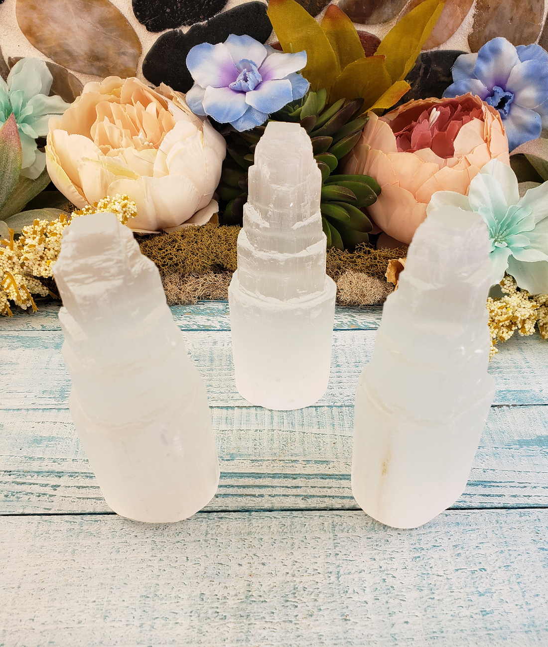 Selenite Gemstone Tower for Cleansing and Charging - Small - Natural Crystal - Satin Spar Gypsum