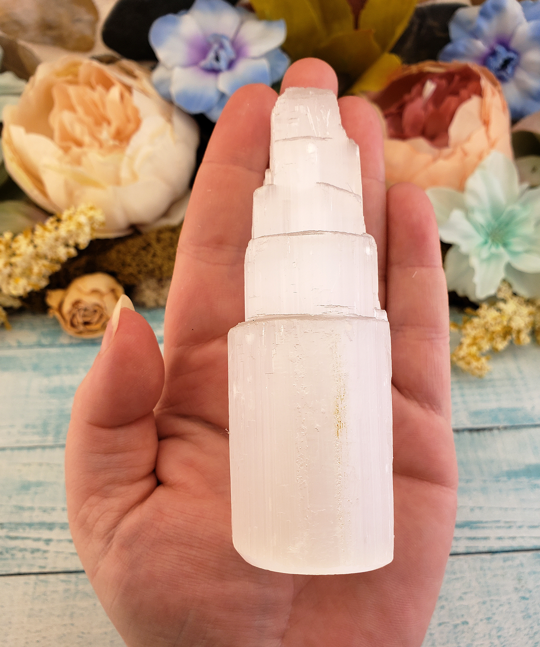 Selenite Gemstone Tower for Cleansing and Charging - Small - Natural Crystal Obelisk