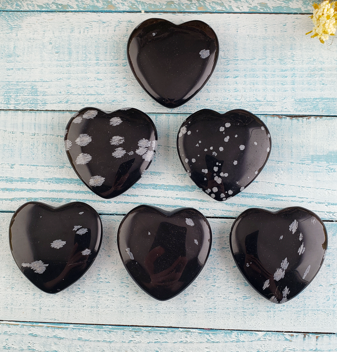 Snowflake Obsidian Natural Gemstone Flat Heart Carving