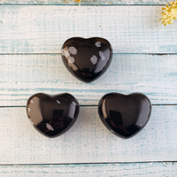 Snowflake Obsidian Natural Gemstone Puffy Heart Carving - 40 - 45mm
