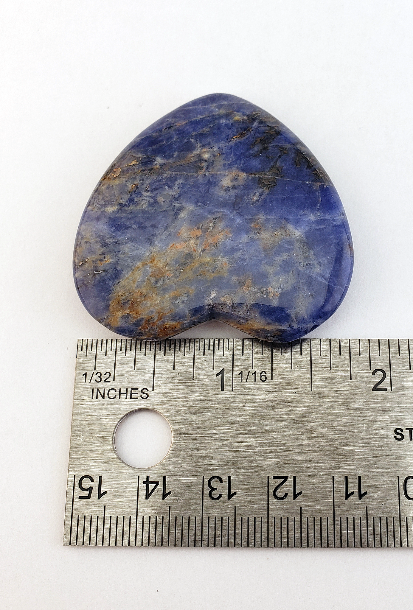 Sodalite Polished Gemstone Flat Heart Shaped Carving - 45mm - Sizing