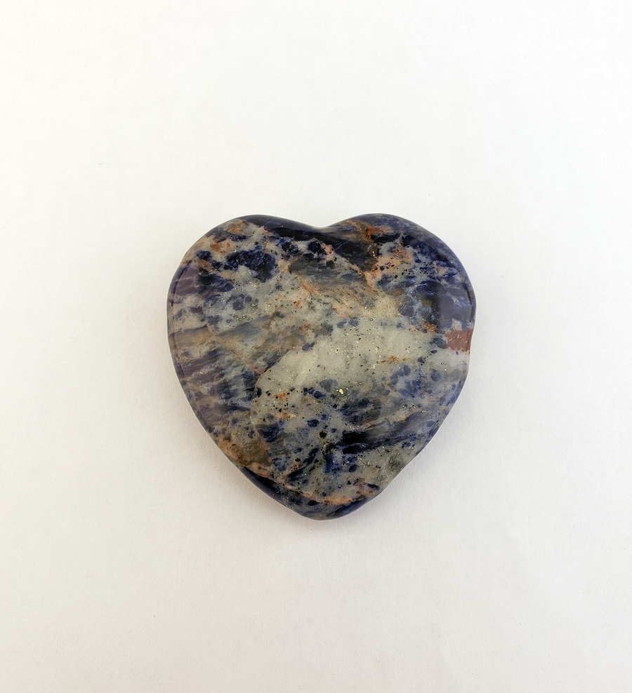 Sodalite Polished Gemstone Flat Heart Shaped Carving - 45mm - Heart 1