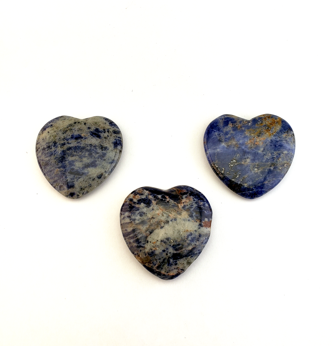 Sodalite Polished Gemstone Flat Heart Shaped Carving - 45mm
