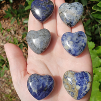 Sodalite Polished Gemstone Puffy Heart Carving - 30mm