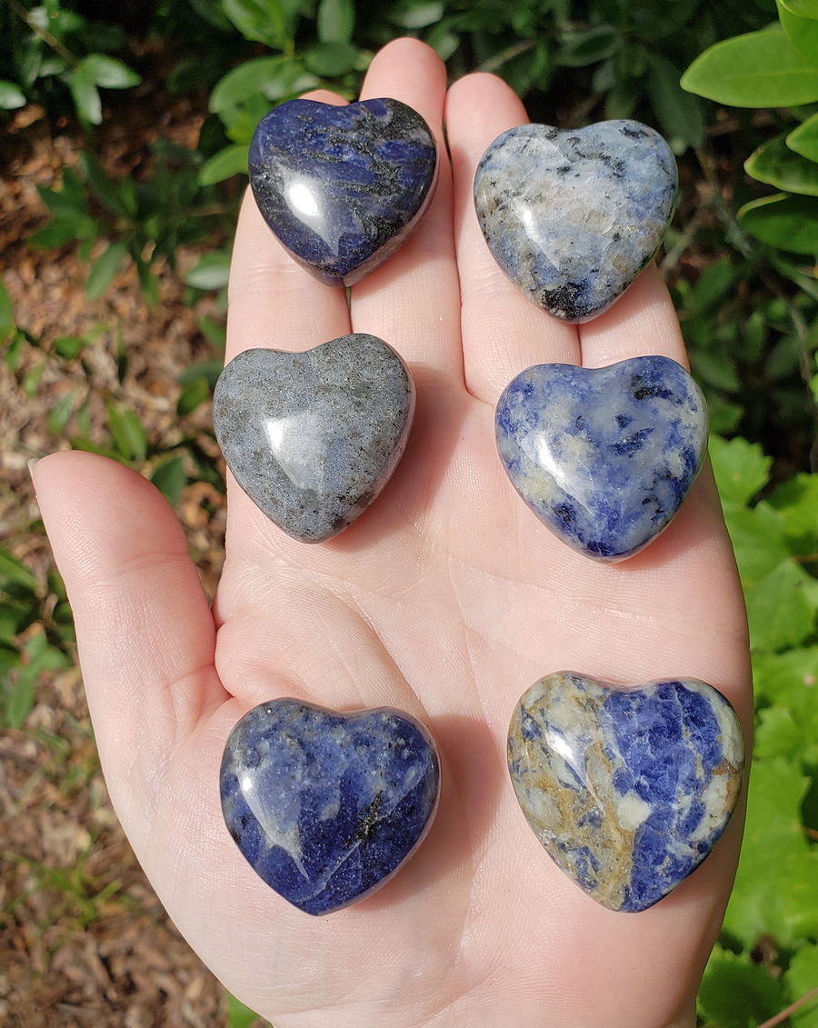 Sodalite Polished Gemstone Puffy Heart Carving - 30mm
