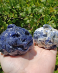 Sodalite Gemstone Happy Pumpkin Totem Jack-o-Lantern Carving - Large - Different Colorations