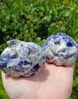 Sodalite Gemstone Happy Pumpkin Totem Jack-o-Lantern Carving - Large - Faces