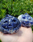 Sodalite Gemstone Happy Pumpkin Totem Jack-o-Lantern Carving - Large