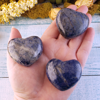 Sodalite Natural Gemstone Puffy Heart Carving - 40 - 45mm