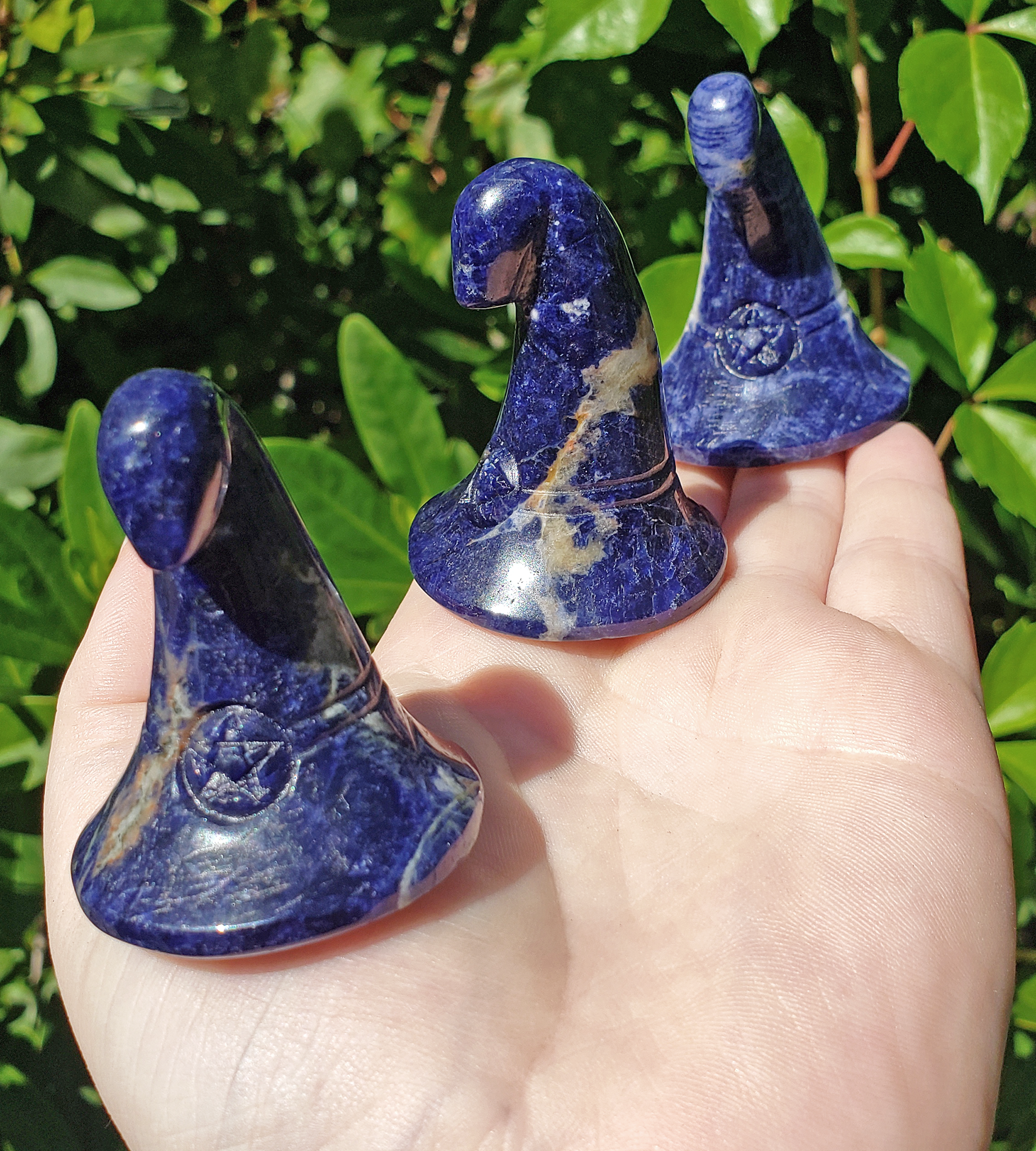 Sodalite Witch&#39;s Hat Carving