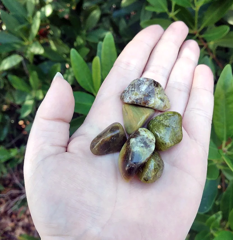 Green Opal Natural Tumbled Gemstone - Freeform One Stone - Polished Stones